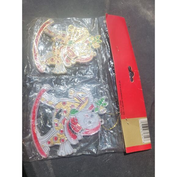 Woolworth Christmas Ornament Plastic Santa Claus Rocking Horse 2 NOS - Picture 6 of 6